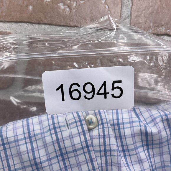 Peter Millar Shirt Men Large Blue Pink Check Plaid Summer Comfort Nylon Stretch - Picture 11 of 11